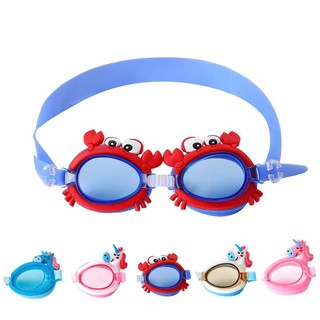 สินค้า 💦พร้อมส่ง💦 แว่นตาว่ายน้ำ แว่นตาว่ายน้ำเด็ก แว่นตาว่ายน้ำสำหรับเด็ก ลายยูนิคอน,ปู น่ารัก