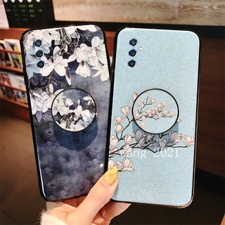 New Casing Samsung Galaxy M52 A52s 5G M32 M22 4G เคส Case Glitter Gardenia Pattern Phone Case with Airbag Stand Protective Soft Back Cover เคสโทรศัพท