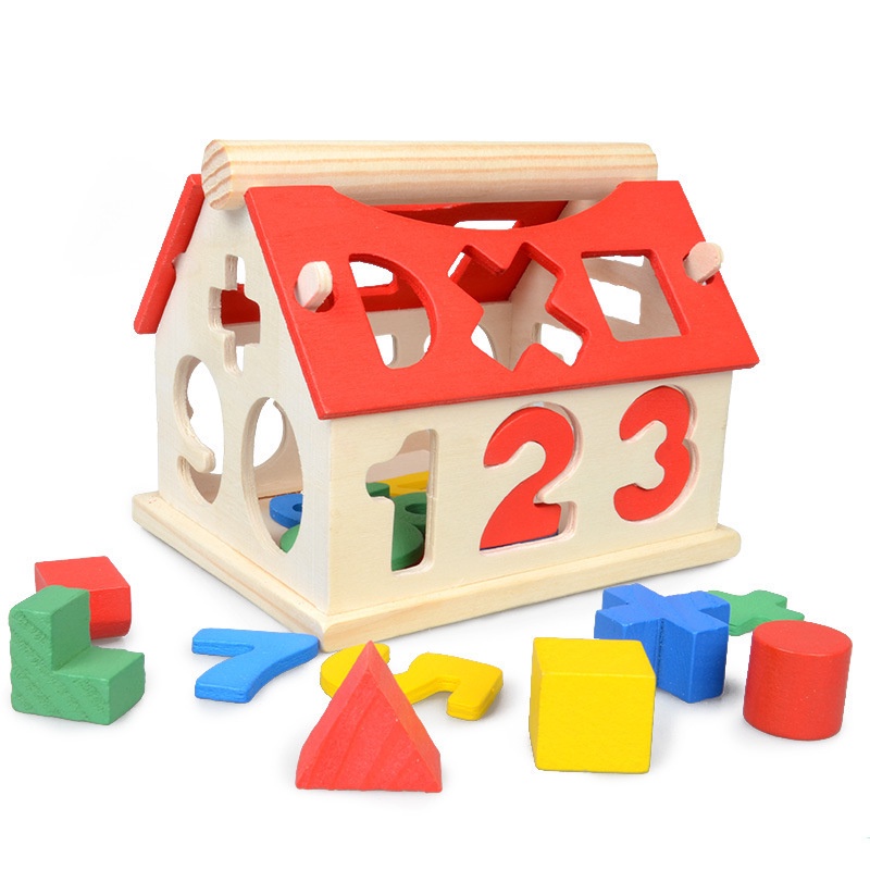 ของเล่นลูกบาศก์ไม้-montessori-busy-house-ทรงคณิตศาสตร์-เสริมการเรียนรู้เด็ก