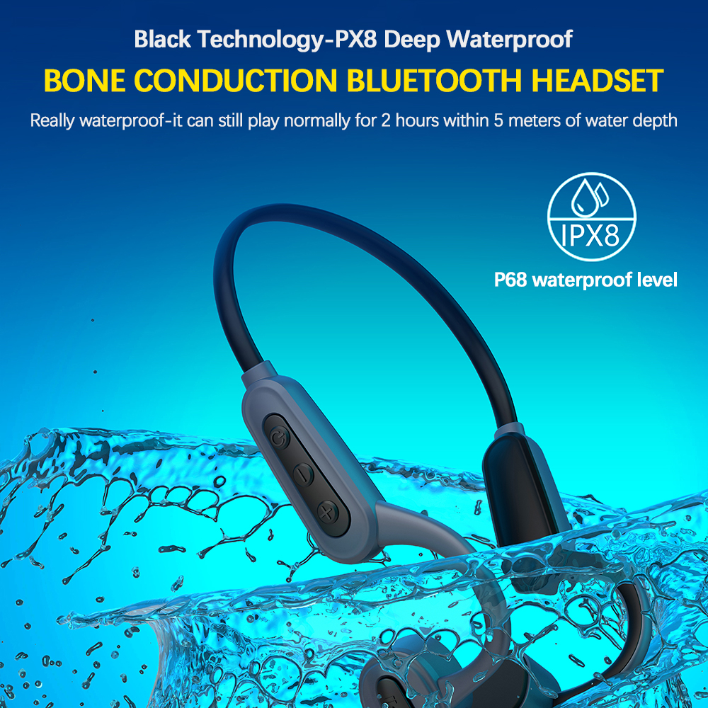 ภาพหน้าปกสินค้าIpx8 หูฟัง Waterproof Mp3 Player Swimming Headphones K8 Bone Conduction Wireless Bluetooth Headphones Built-in 16gb Memory
