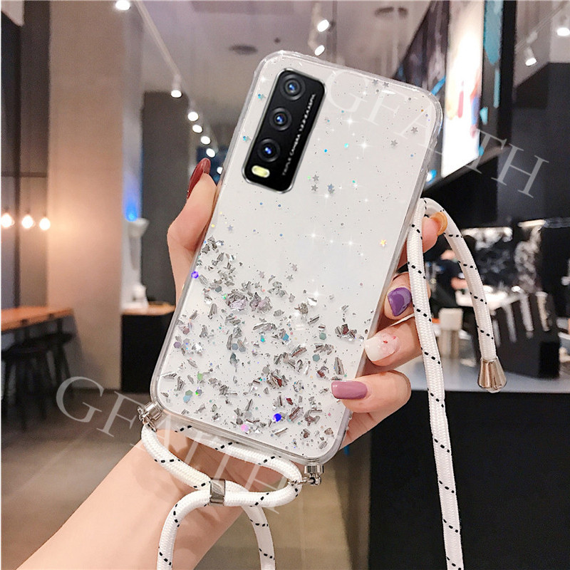 เคสโทรศัพท์-vivo-y12s-y20-casing-soft-case-2020-new-style-lanyard-bling-glitter-sequins-transparent-cover-with-shoulder-strap-case-เคส