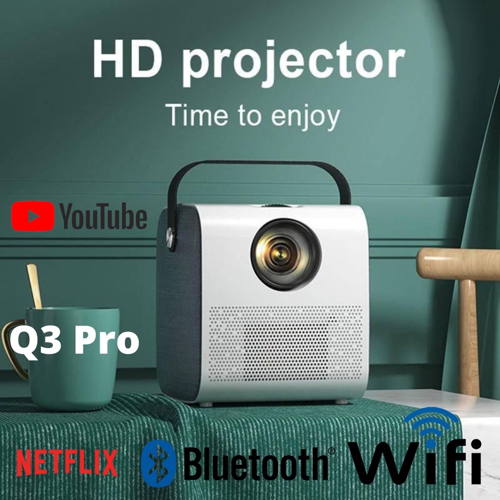 ภาพสินค้าAndroid Full HD 4K Projector 720P Q3 Pro  โปรเจคเตอร์ 4200 Lumens Bluetooth เชื่อมต่อมือถือ หรือ คอมได้ โฮมเธียเตอร จากร้าน gentech.shop บน Shopee ภาพที่ 1