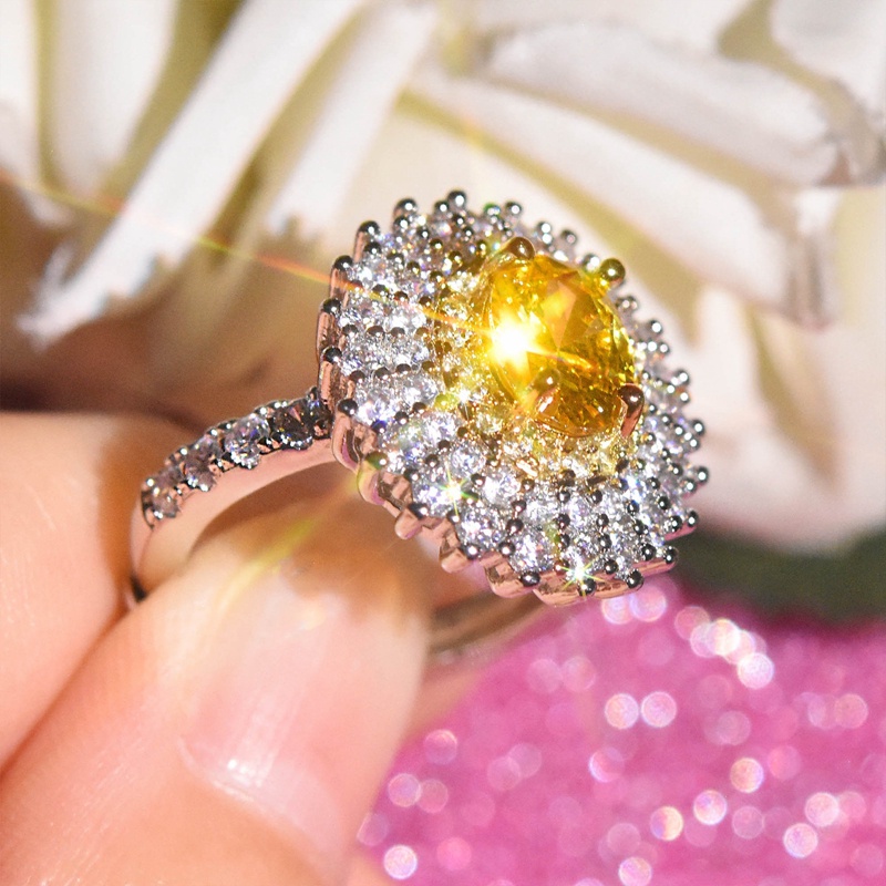 fancy-แหวนเพชรโมอิส-สีเหลือง-คุณภาพสูง-สําหรับผู้หญิง