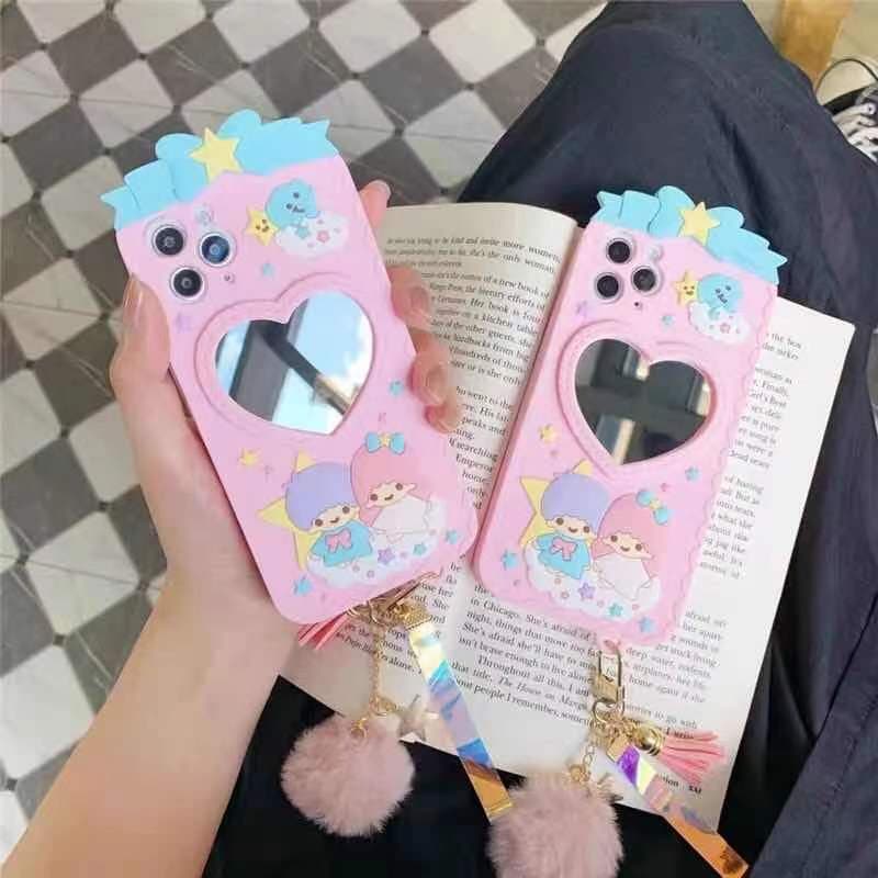 สินค้าพร้อมส่ง-เคส-ไอโฟน-มีกระจกน่ารัก-พร้อมที่ห้อยสุดน่ารัก-เคสลายลิ้ตเติ้ล