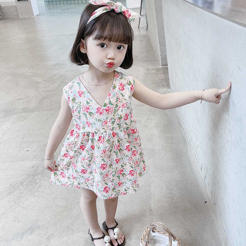 dresses-ชุดเดรสเด็กผู้หญิง-2021-ใหม่เกาหลีกระโปรงเปิดหลังเด็กแฟชั่นเด็กฝรั่งชุดเจ้าหญิงดอกไม้