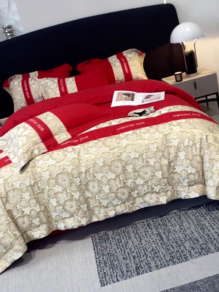 4-in-1-ชุดเครื่องนอน-ผ้าปูที่นอน-ปลอกหมอน-ผ้าฝ้าย-100-ผ้าไหม-สีทอง-หรูหรา-สีแดง-สําหรับเตียง-ควีนไซซ์-คิงไซซ์