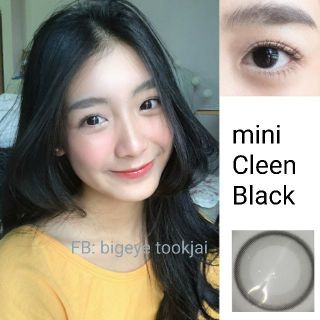 💖 Kitty kawaii ๑ สีดำ black mini Cleen &amp; Clean สายตา -00 ถึง -1000 Contactlens  บิ๊กอาย คอนแทคเลนส์ ราคาถูก แถมตลับฟรี
