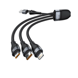 โปรโมชั่น : Baseus 3 In 2 สายชาร์จ Usb 100W Fast Charge Data Cable USB to MLC IPHONE Huawei Xiaomi Redmi