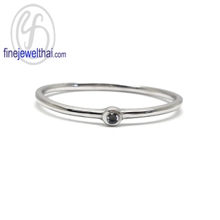 Finejewelthai-แหวนนิล-นิลแท้-แหวนมินิมอล-แหวนเงินแท้-พลอยประจำเดือนเกิด-Black-Spinel-Onyx-Silver-Ring-Birthstone-R1362on