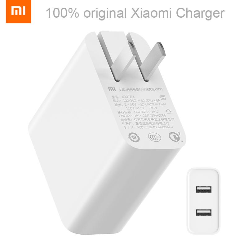 Original Xiaomi 2 Usb Qc 3 . 0 อุปกรณ์ชาร์จ 36 W 18 W 10 W ปลั๊ก Us