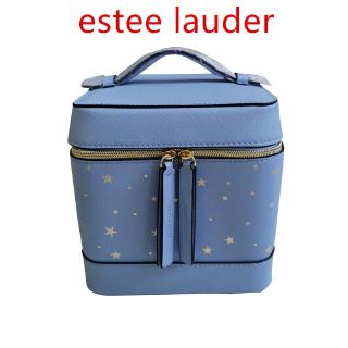 Es-tee Lau-der กระเป๋าเครื่องสำอางสีฟ้าพร้อมกระจก