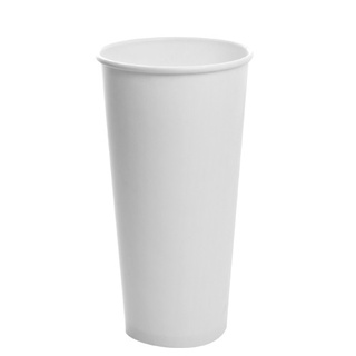 [500ใบ] แก้วกาแฟเย็น กระดาษขาว เครื่องดื่มเย็น 22oz
