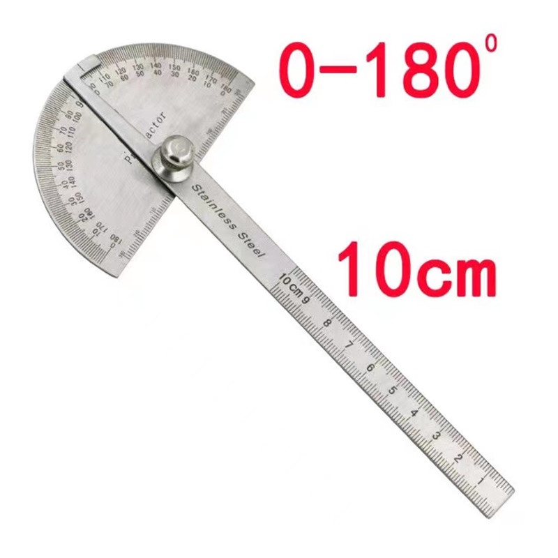 ไม้บบรทัดจานวัดองศา-สเตนเลส-180องศามุม-ไม้โปรแทรกเตอร์-ครึ่งวงกลม-ขนาด-100-mm-16-คะแนน