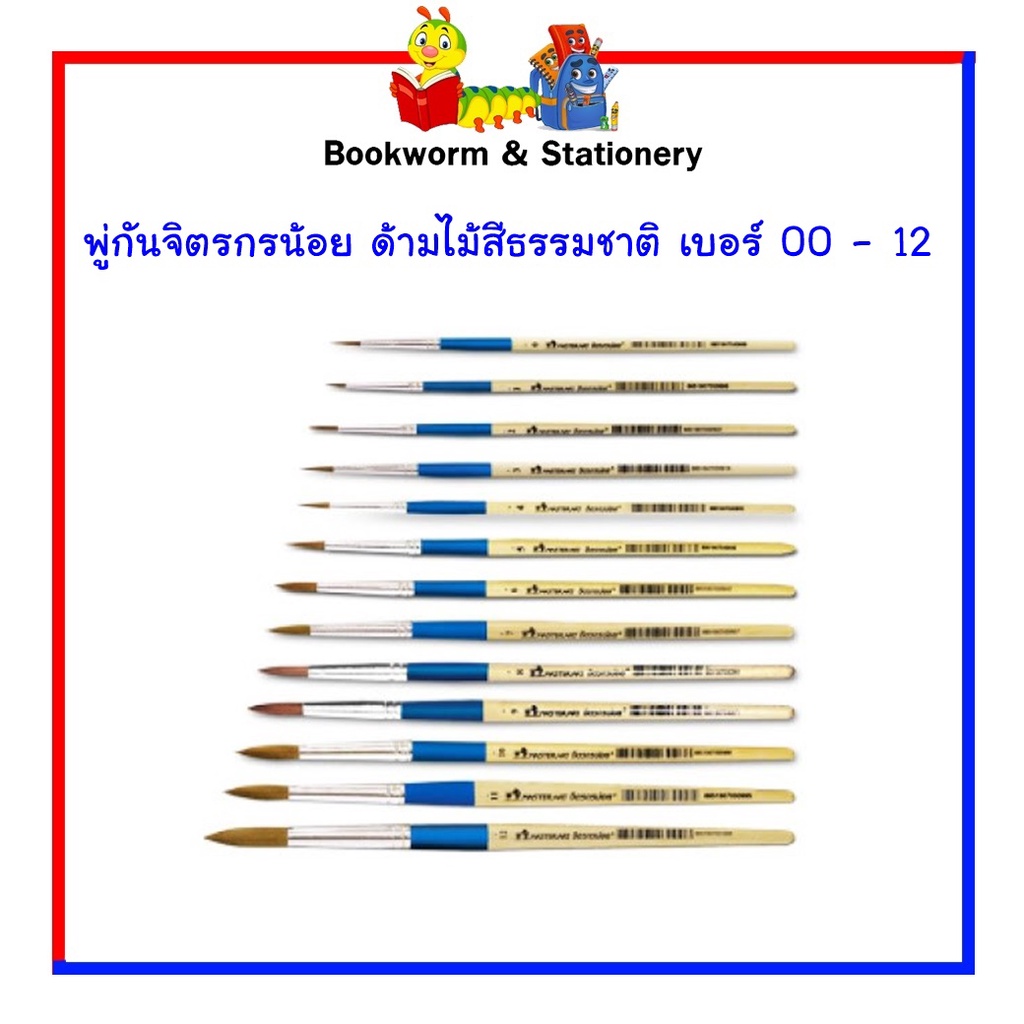 อุปกรณ์งานศิลป์-พู่กันจิตรกรน้อย-ด้ามไม้สีธรรมชาติ-เบอร์-7-8-9-10-11-12