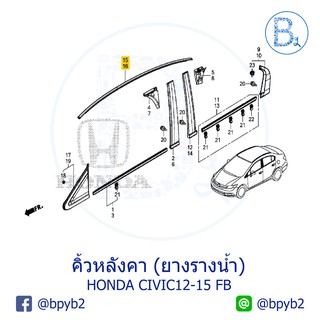 ภาพขนาดย่อของสินค้า**อะไหล่แท้** คิ้วหลังคา ยางรางน้ำหลังคา HONDA CIVIC12-15 FB