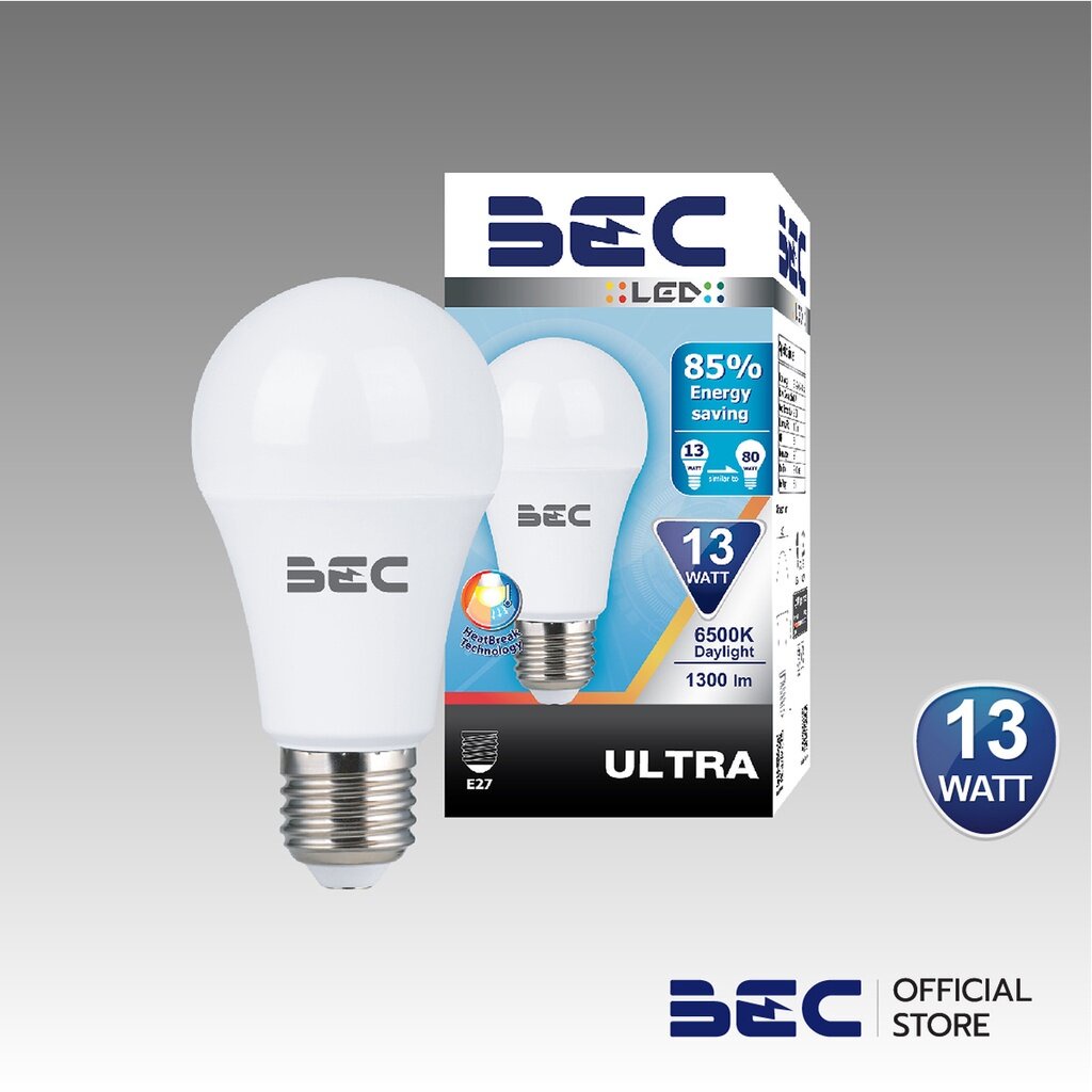 bec-ultra-13-15w-หลอดไฟ-led-ขั้ว-e27-รับประกัน-1-ปี-แสงวอร์มไวท์-คูลไวท์-เดย์ไลท์-แพ็ค2หลอด