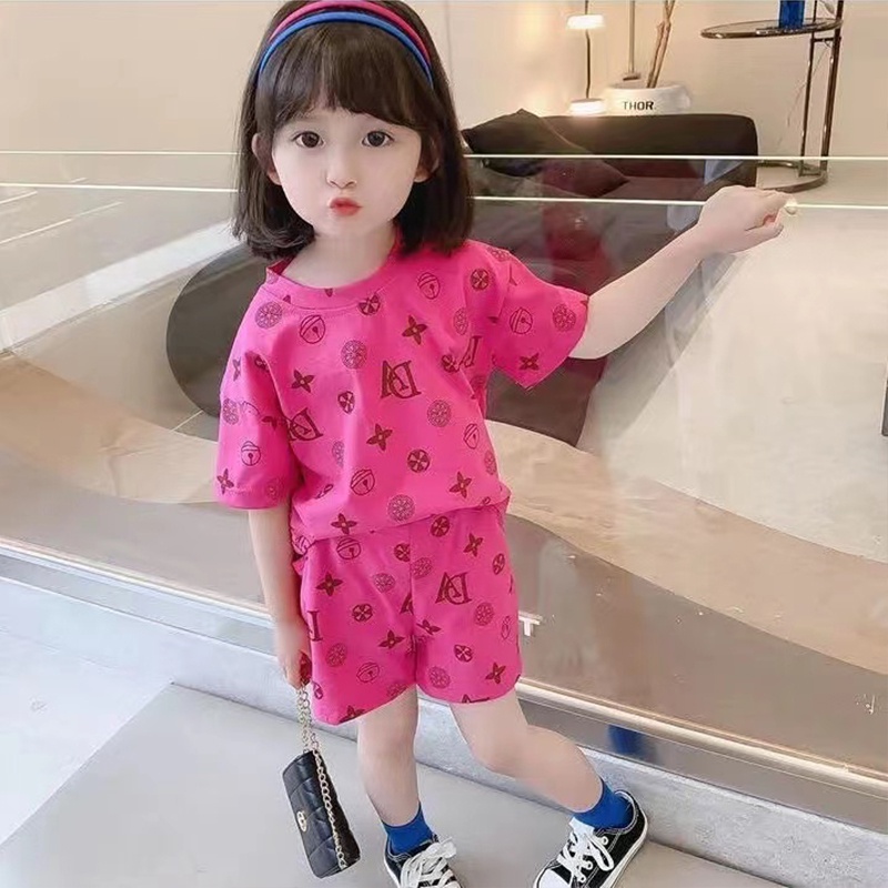 ชุดเสื้อยืด-พร้อมกางเกงขาสั้น-แฟชั่นฤดูร้อน-สําหรับเด็กผู้หญิง-อายุ-1-8-ปี