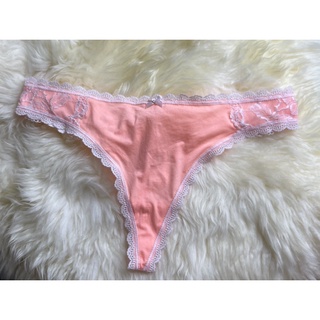 Victoria’s Secret แท้ ผ้านุ่ม แต่งลูกไม้ สีน่ารักมาก L - Thong