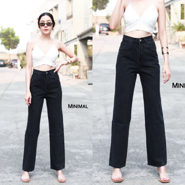 minimal-ยีนส์ขาบานสีดำ-มี-s-l