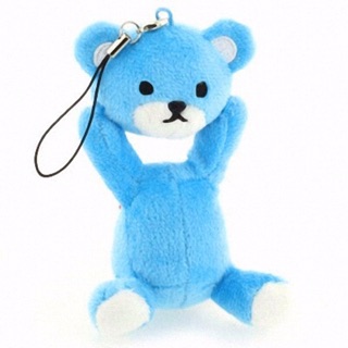 แท้ 100% จากญี่ปุ่น พวงกุญแจ สายเชือก หมี Control Bear Blue Plush Doll Cell Phone Strap