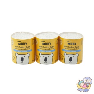 BABY MOBY คอตตอนบัตหัวเล็ก ก้านทำจากกระดาษ เหมาะสำหรับผิวที่บอบบางของเด็กทารก แบบเติม 3 ชิ้น