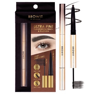 Browit By Nongchat Ultra Fine Duo Eyebrow Pencil Mascara 0.16g +1.26g อัลตร้า ดินสอเขียนคิ้ว มาสคาร่าคิ้ว (1ชิ้น)