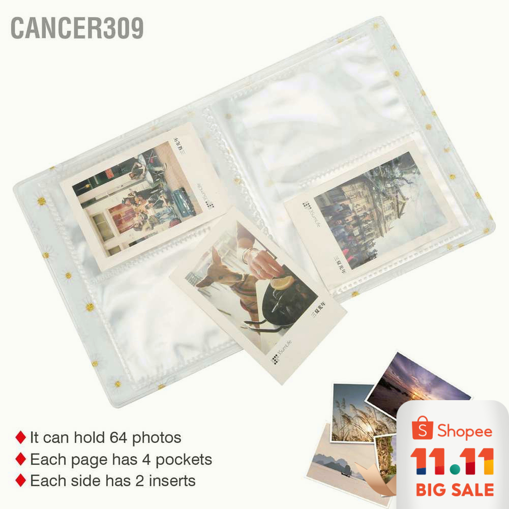 ภาพหน้าปกสินค้าCancer309 อัลบั้มรูป PVC แบบใส ลายดอกเดซี่ ขนาด 3 นิ้ว 64 ช่อง สําหรับกล้อง Mini 11 9 8 8+ จากร้าน cancer309.th บน Shopee