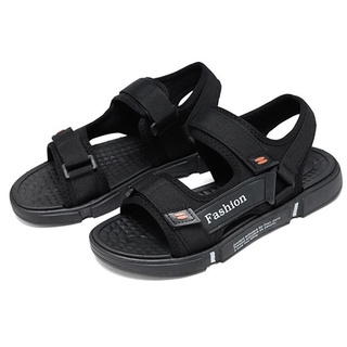 11.11fashionstore รองเท้าแตะแบบปรับได้ Velcro ของผู้ชาย รองเท้าแตะสีดำ รองเท้าแตะชายหาด