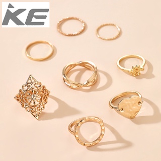 ring Cross simple hollow heart round 8-piece ring for girls for women low price