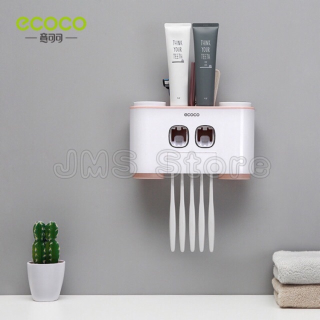 ราคาและรีวิวecoco อุปกรณ์เก็บแปรงสีฟัน ที่บีบยาสีฟัน อัตโนมัติ E1802