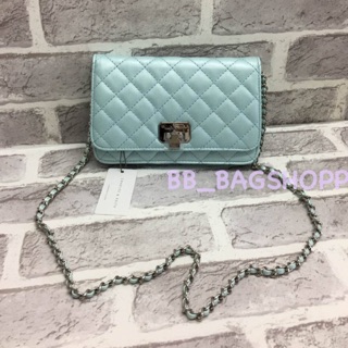 CHARLES &amp; KEITH QUILTED CLUTCH BAG สีฟ้า (outlet)