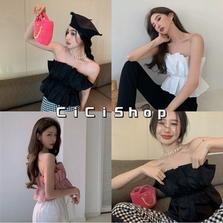 Cicishop(3025)เกาะอกดีเทลจับจีบเรียงแบบเก๋ๆใส่ออกงานได้สวยเก๋ลุคนี้สวยปังสุดๆ