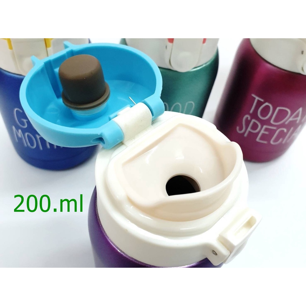 กระติกน้ำเก็บอุณหภูมิ-กระติกน้ำสี-glitter-ยกดื่ม-ฝาแบบ-pop-up-ความจุ-200-ml-มี-4-สี-กดเลือกลายได้