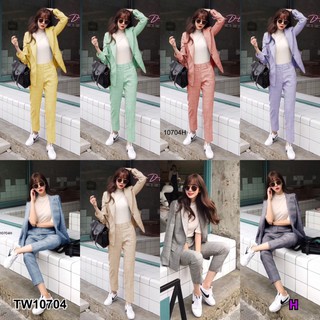 สินค้า TW 10704 ชุดสูท ชุดทำงาน สาวผอม M+ สูทขายาว (ฟรีไซส์ M+ อก 32-38 เอว 26-34 สพ36-40)