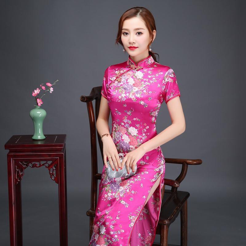 ชุดราตรียาว-elegant-retro-cheongsam-จีนสั้น-cheongsam-ชุดรัดรูปเหมาะสำหรับงานปาร์ตี้-catwalk-party