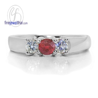 Finejewelthai-แหวนทับทิม-แหวนเงินแท้-แหวนพลอย-พลอยประจำเดือนเกิด-Ruby-Silver-Ring-Birthstone-R1012rb(เลือกสีตัวเรือนได้)