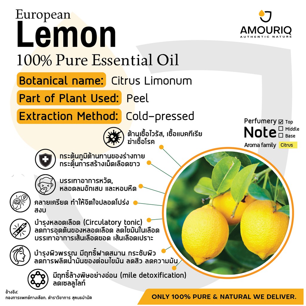 นํ้ามันหอมระเหย-เลมอน-มะนาว-มะนาวยุโรป-บริสุทธิ์100-บีบเย็น-ชนิดเข้มข้น-ไม่ผสม-10ml-100ml-european-lemon-essential-oil