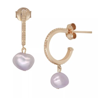 A.CEMI Party Pearl Earring มุกแท้  ต่างหูมุกแท้ ต่างหูเงินแท้ ชุบทอง 18K โรสโกลว์