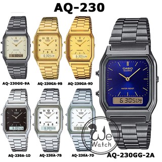 ภาพหน้าปกสินค้าCASIO ของแท้ รุ่น AQ-230A, AQ-230GA AQ-230GG นาฬิกาชายและหญิง 2 ระบบ สไตล์วินเทจ ยอดนิยม ประกัน 1 ปี AQ230 AQ230A AQ230G ที่เกี่ยวข้อง