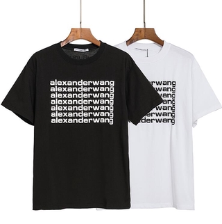 [S-5XL]เสื้อยืดแขนสั้นพิมพ์ลายตัวอักษร Alexanderwang สําหรับผู้ชายและผู้หญิง