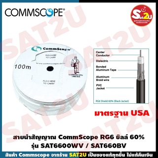 COMMSCOPE RG6 ชิลด์ 60% รุ่น SAT6DS ยาว 100 เมตร สายสัญญาณ จานดาวเทียม สำหรับงานระบบ CATV , MATV และ Satellite ของแท้