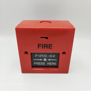 MODEL:FIRE-02 FIRE ALARM BUTTON สวิตซ์ปุ่มกดสัญญาณเตือนไฟไหม้ หน้ากว้าง 86x86MM.