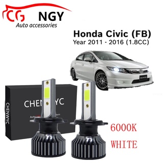 หลอดไฟหน้า LED 6000K สีขาว (40w) สําหรับ Honda Civic FB 2011-2016 2 ชิ้น