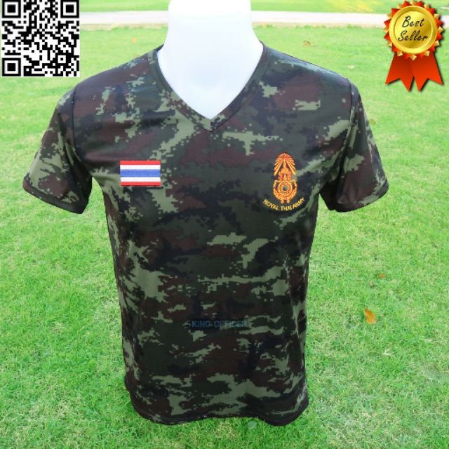 ภาพสินค้าเสื้อยืด ทหาร คอวี งานปัก กองทัพบก ROYAL THAI ARMY ผ้าไมโคร (แบรนด์ KING OFFICER A500) จากร้าน thai_army_shop บน Shopee ภาพที่ 3