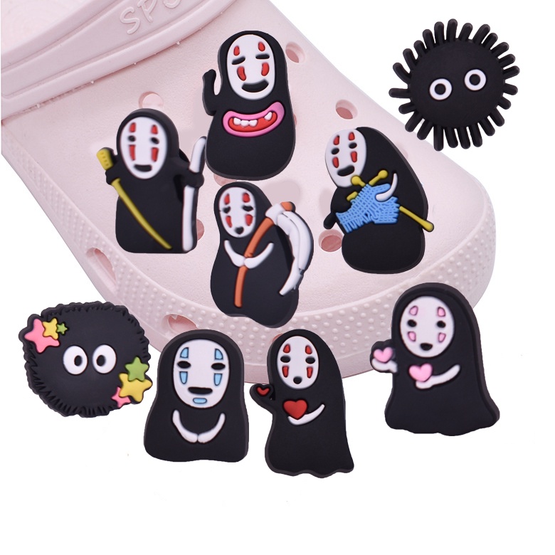 อะนิเมะญี่ปุ่น-jibbitz-charm-no-face-man-shoe-charms-spirited-away-croc-jibbits-jibits-crocks-สําหรับผู้หญิงรองเท้าอุปกรณ์เสริมตกแต่ง