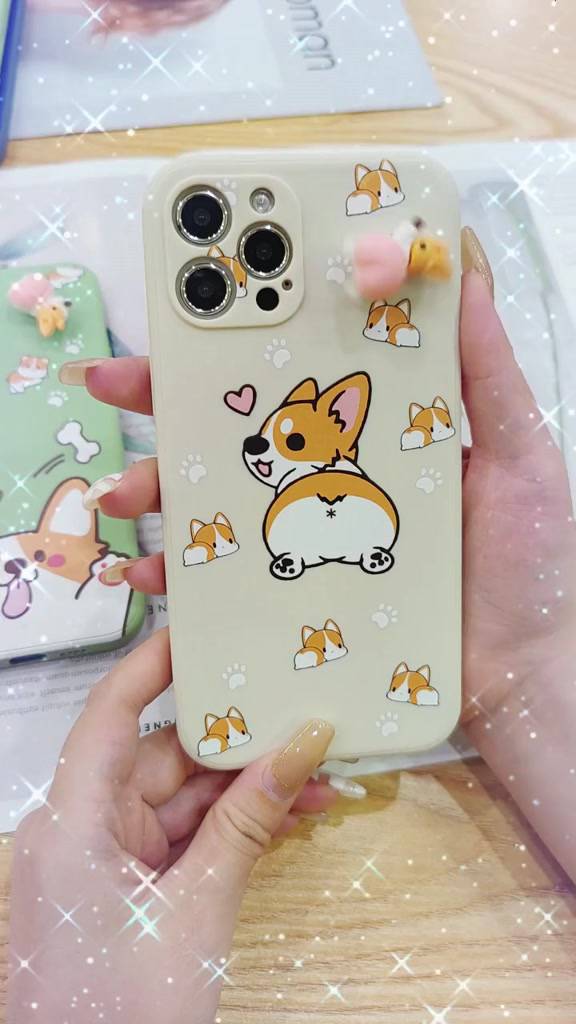 soft-shell-skin-friendly-feel-phone-case-for-iphone-12-pro-max-anti-fall-simplicity-cartoon-corgi-pp-skin-feel-silicone-ins