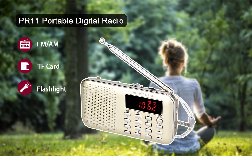 เกี่ยวกับ Retekess PR11 เครื่องเล่น MP3 วิทยุ FM AM ดิจิทัล แบบพกพา สีแดง และสีทอง