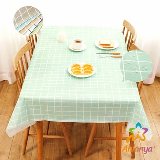 Ahlanya ผ้าปูโต๊ะ วัสดุ PEVA ผ้าปูโต๊ะ สี่เหลี่ยม ลายตาราง กันน้ำ มี 4 ขนาด ผ้าปูโต๊ะ กันน้ำและกันเปื้อน Table Cover