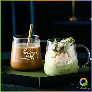 Smileshop แก้วกาแฟ ถ้วยชาร้อน มีอักษรน่ารัก และมาพร้อมช้อนชงกาแฟสุดหรู Bronzing glass