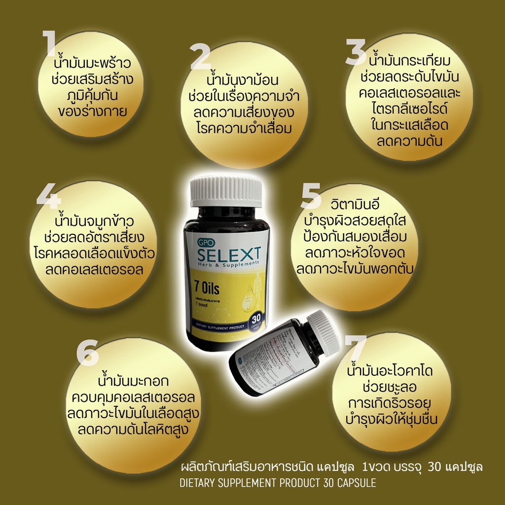 โอเมก้า3-สารสกัด-จากน้ำมันของพืช-7-oils-vitamin-e-plus-ลดปริมาณคอเลสเตอรอล-และ-ไตรกลีเซอไรด์-จีพีโอ-selext-ชนิดแคปซูล